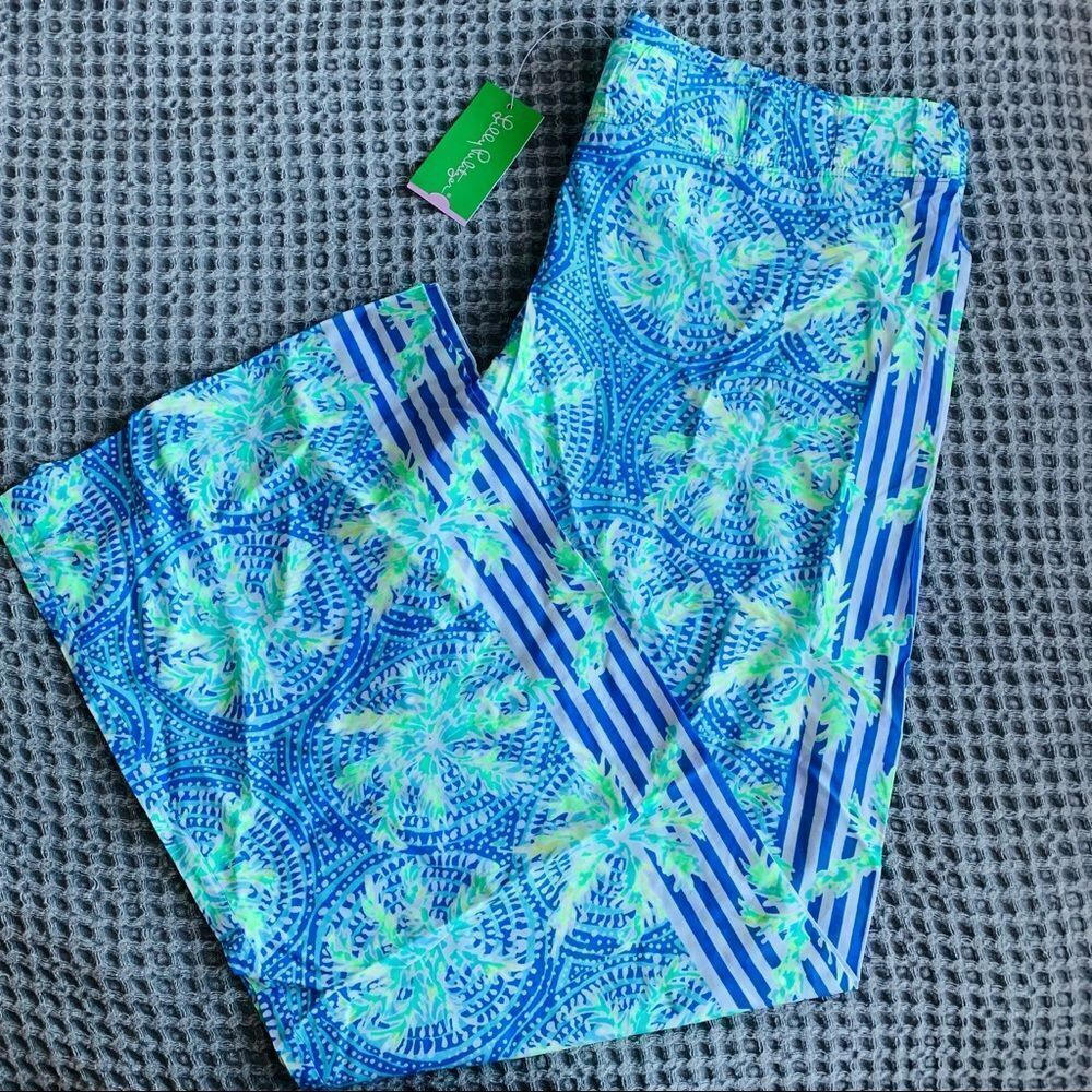 NWT Lilly Pulitzer Bennet Blue Tropic Like Its Hot Engineered Palazzo Beach Pant